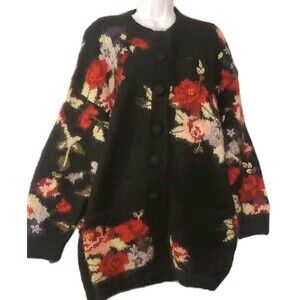 Handknitted Cie Internationale Express LG Button Down Mohair Cardigan Sweater